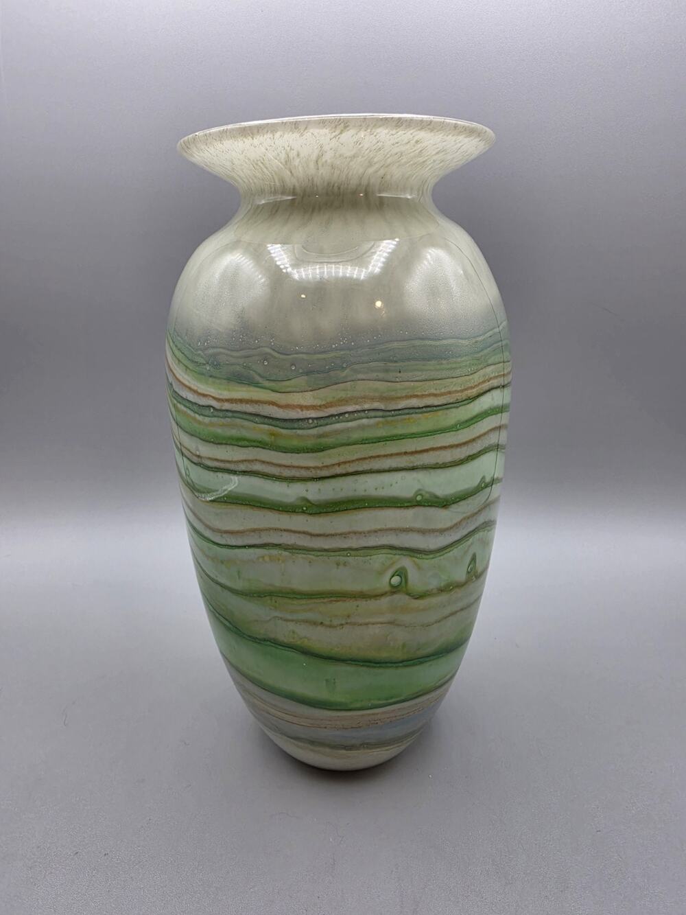 Vintage Nourot Early Art Glass Vase Cased Glass Signed Dated 1979 Green